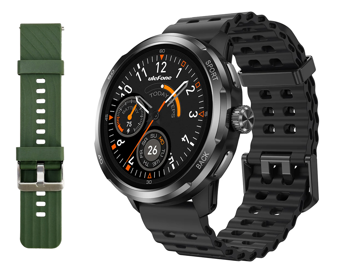 ULEFONE smartwatch Armor Watch Pro, 2x λουράκια, heart rate, 1.50