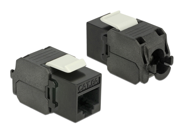 POWERTECH keystone module RJ45 female CAB-N450, Cat.6Α UTP 180°, μαύρο