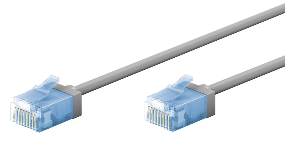 GOOBAY καλώδιο δικτύου 74221, CAT 6A U/UTP, ultra slim, copper, 500MHz, 0.5m, γκρι