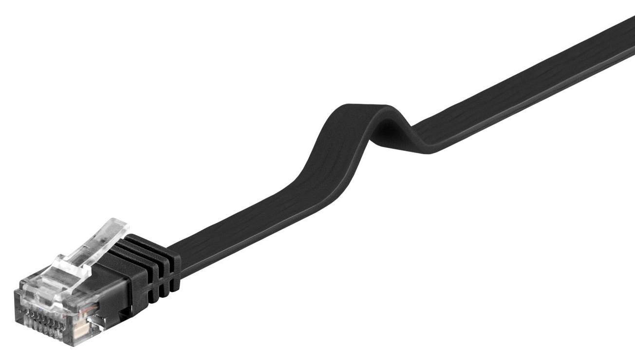 GOOBAY καλώδιο δικτύου 95385, CAT 6 U/UTP, flat, copper, 20m, μαύρο