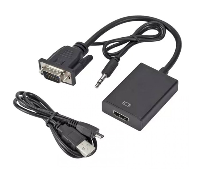 POWERTECH αντάπτορας VGA & 3.5mm σε HDMI PTH-078, μαύρος