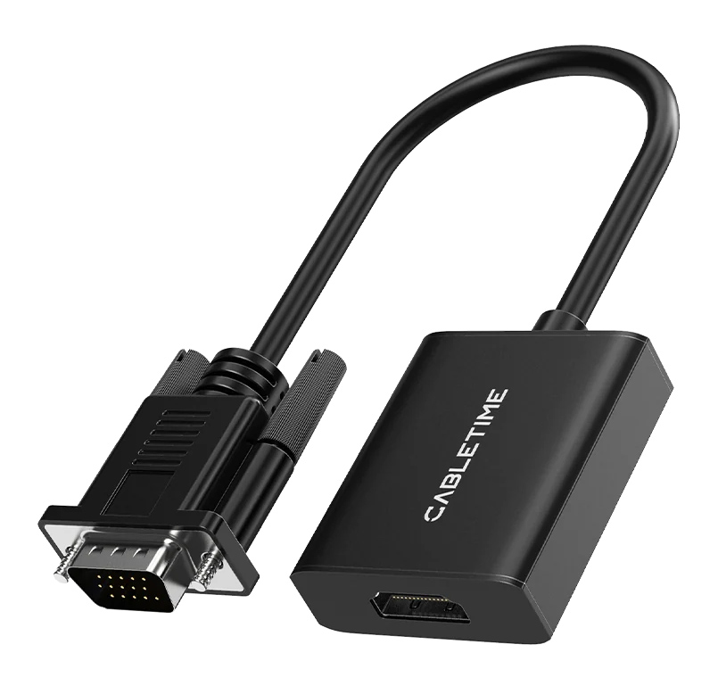 CABLETIME αντάπτορας VGA σε HDMI CT-AV582-VGAH με 3.5mm & micro USB, 1080p/60Hz, μαύρος