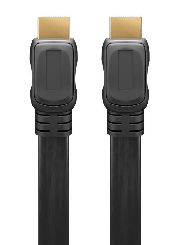 GOOBAY καλώδιο HDMI 2.0 61280, Ethernet flat, 4K/60Hz 18 Gbps, 3m, μαύρο