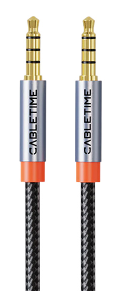 CABLETIME καλώδιο ήχου 3.5mm CT-AM35M, gold plated, 2m, μαύρο