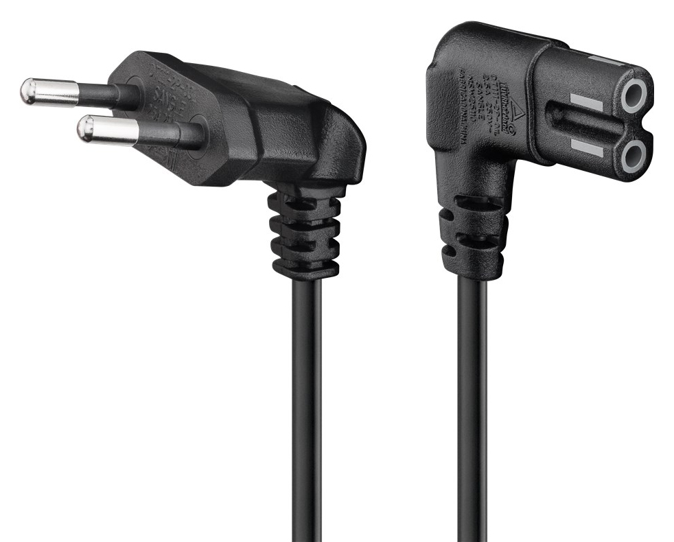 GOOBAY καλώδιο τροφοδοσίας Euro 97355, γωνιακό, 2x0.75 mm², 5m, μαύρο