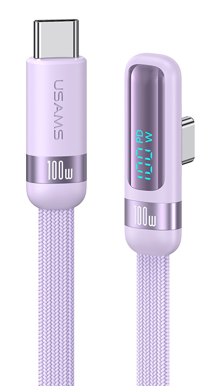 USAMS καλώδιο USB-C US-SJ653, 100W, 480Mbps, flat, 1.2m, μωβ