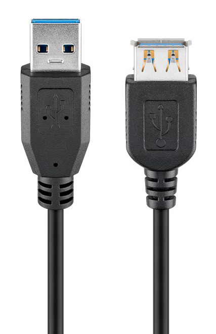 GOOBAY καλώδιο προέκτασης USB 74149, 5Gbps, USB 3.0, 15W, 2m, μαύρο
