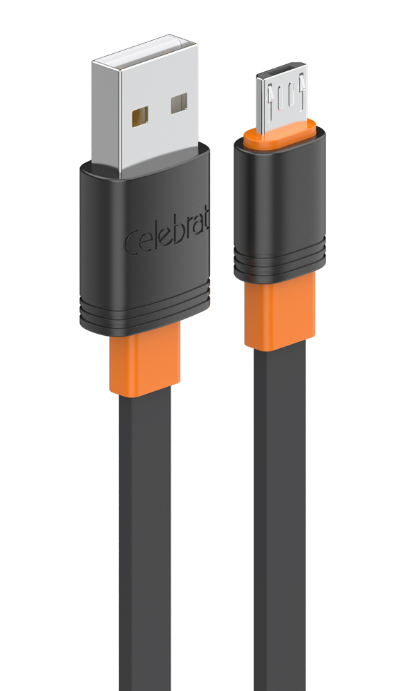 CELEBRAT καλώδιο micro USB σε USB CB-33M, flat, 2.1A, 1m, λευκό