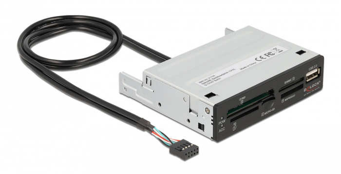 DELOCK USB 9-pin card reader 91708, CF/SD/XD/MS/Micro SD/USB, 3.5