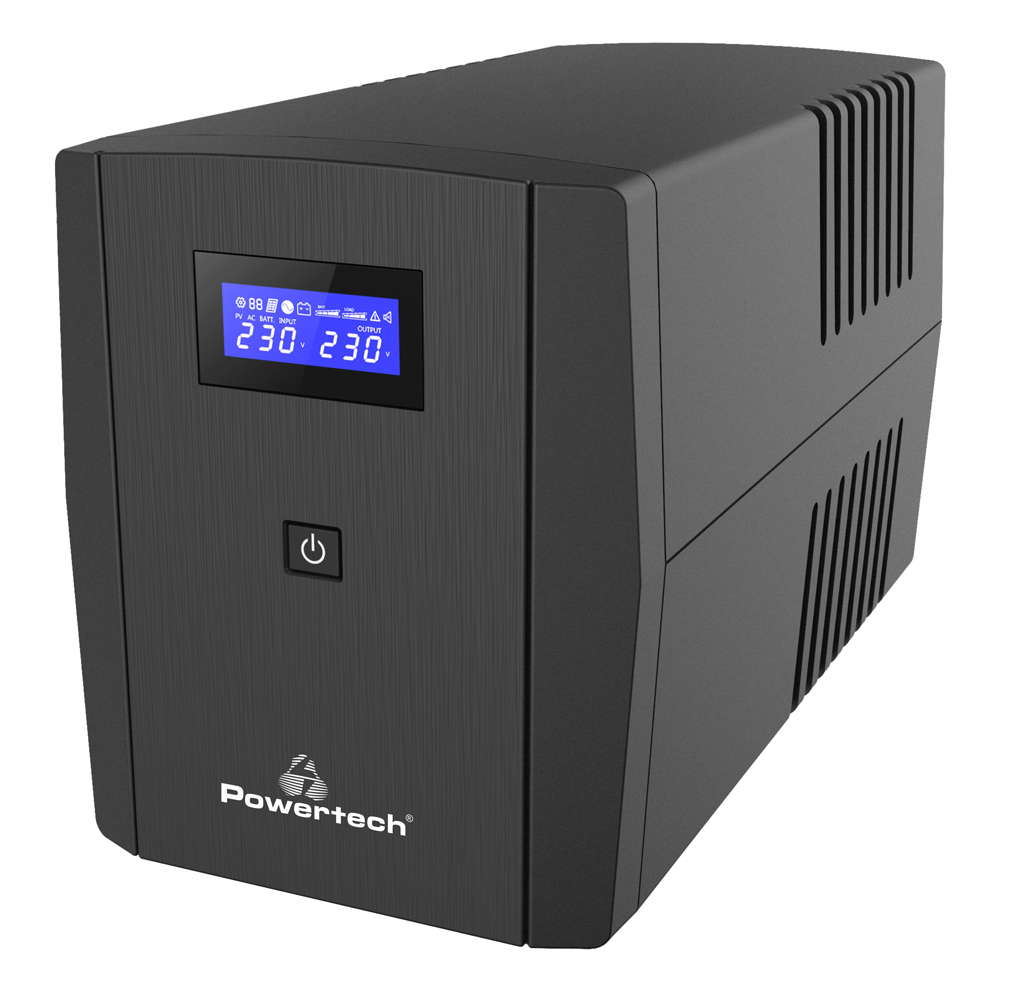 POWERTECH UPS Line Interactive PT-1295 με οθόνη, 850VA, 510W, 2x Schuko