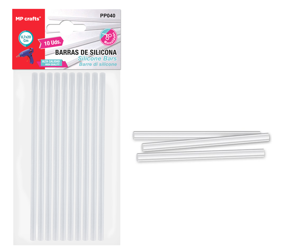 MP ράβδοι σιλικόνης PP040 για θερμοπίστολο, 7.1mm x 20cm, 10τμχ
