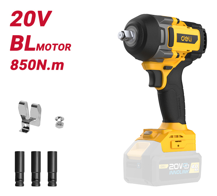 DELI κρουστικό μπουλονόκλειδο μπαταρίας DC234Z, Brushless, 20V, 850N.m, 1/2