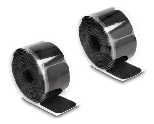 POWERTECH αυτοκόλλητα τύπου Velcro TIES-067 σε ρολό 5m, 45x50mm, μαύρο