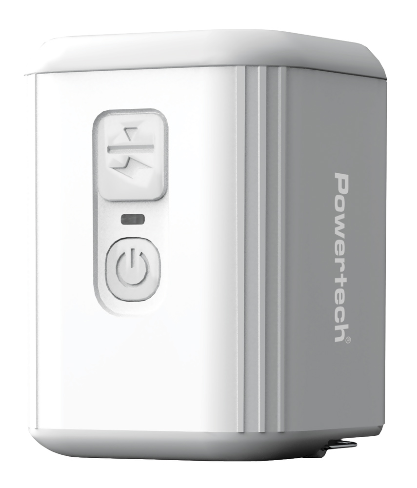 POWERTECH μίνι τρόμπα PT-1553 με φακό, 5W, επαναφορτιζόμενη, λευκή