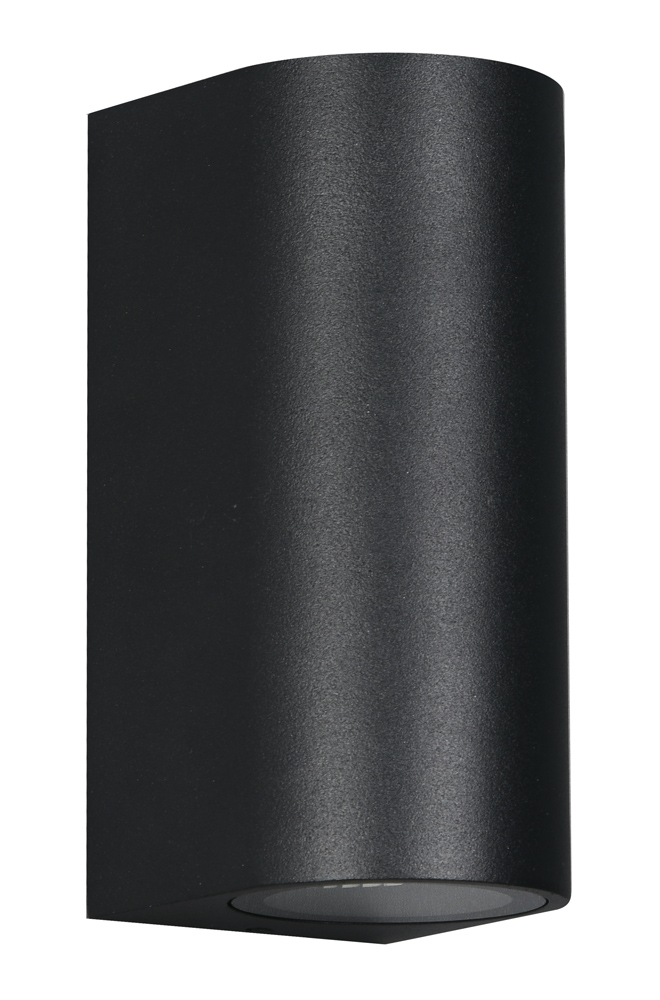 POWERTECH φωτιστικό τοίχου HLL-0188 για 2x GU10 λάμπες, μεταλλικό, IP65, μαύρο