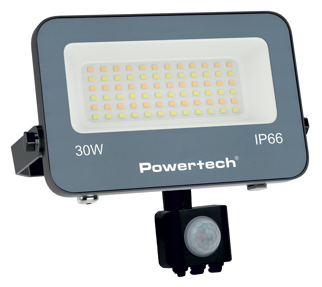 POWERTECH LED προβολέας PT-1617 με αισθητήρα κίνησης, 30W, 4000K, 2700lm, IP66, 2.5KV