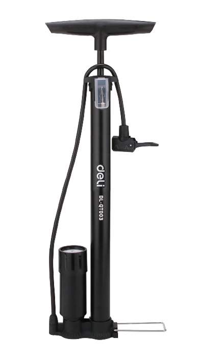 DELI τρόμπα χειρός DL-QT002 με μανόμετρο, 120PSI, μαύρη