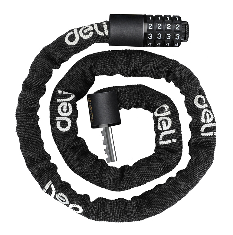 DELI κλειδαριά ποδηλάτου με κλειδί DL508062, Φ12mm, 1m, μαύρη