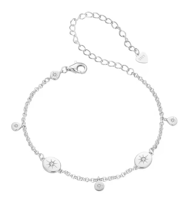 BAMOER κολιέ BSN028 με κυβική ζιρκόνια, ασήμι 925, ασημί