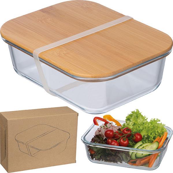 Lunch box γυάλινο με καπάκι bamboo19,9x15x6,5εκ.