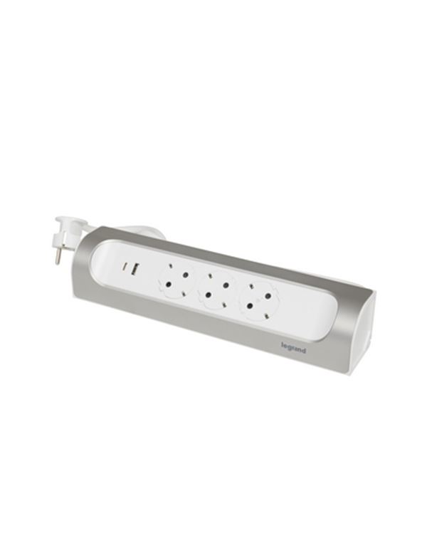 Legrand SurgeArrest 3 Outlets 1m Cable Corner White/Silver