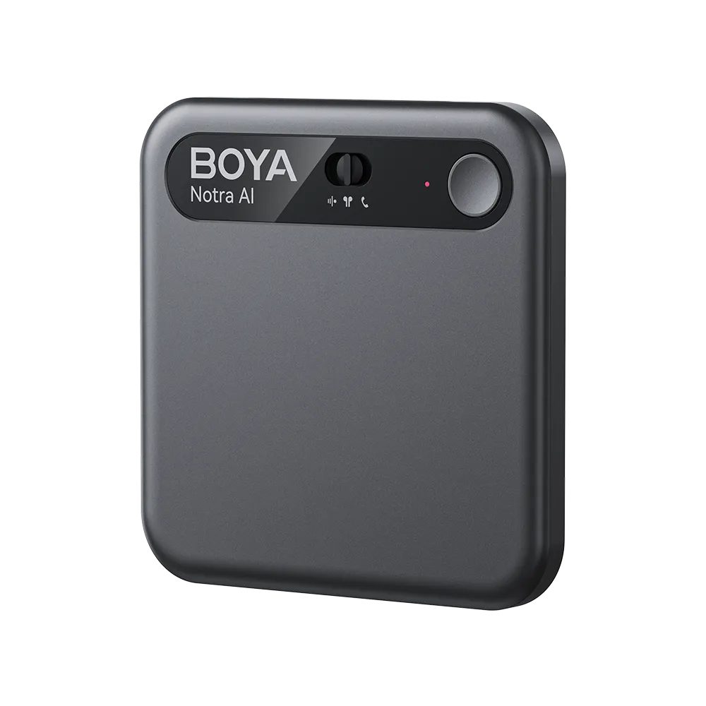 BOYA Notra Black - AI Audio Recorder - 64GB Room/Phone/BT, AI Transcription & Summary