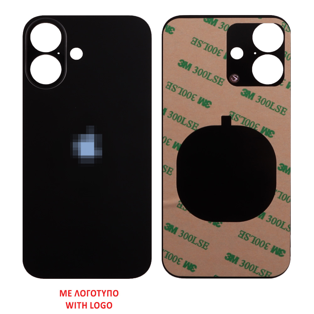 FOR IPHONE 16 BATTERY COVER + 3M STICKER BLACK 3P OR
