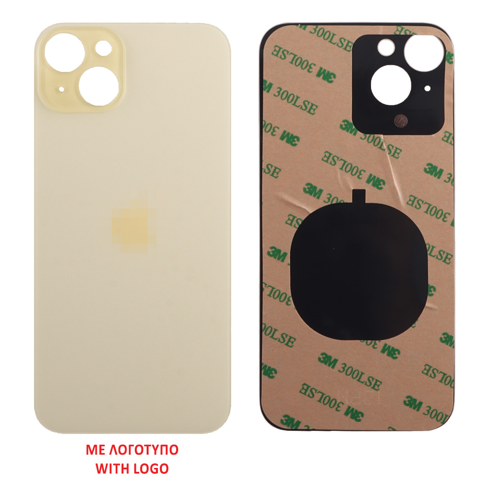 FOR IPHONE 15 PLUS BATTERY COVER + 3M STICKER YELLOW 3P OR