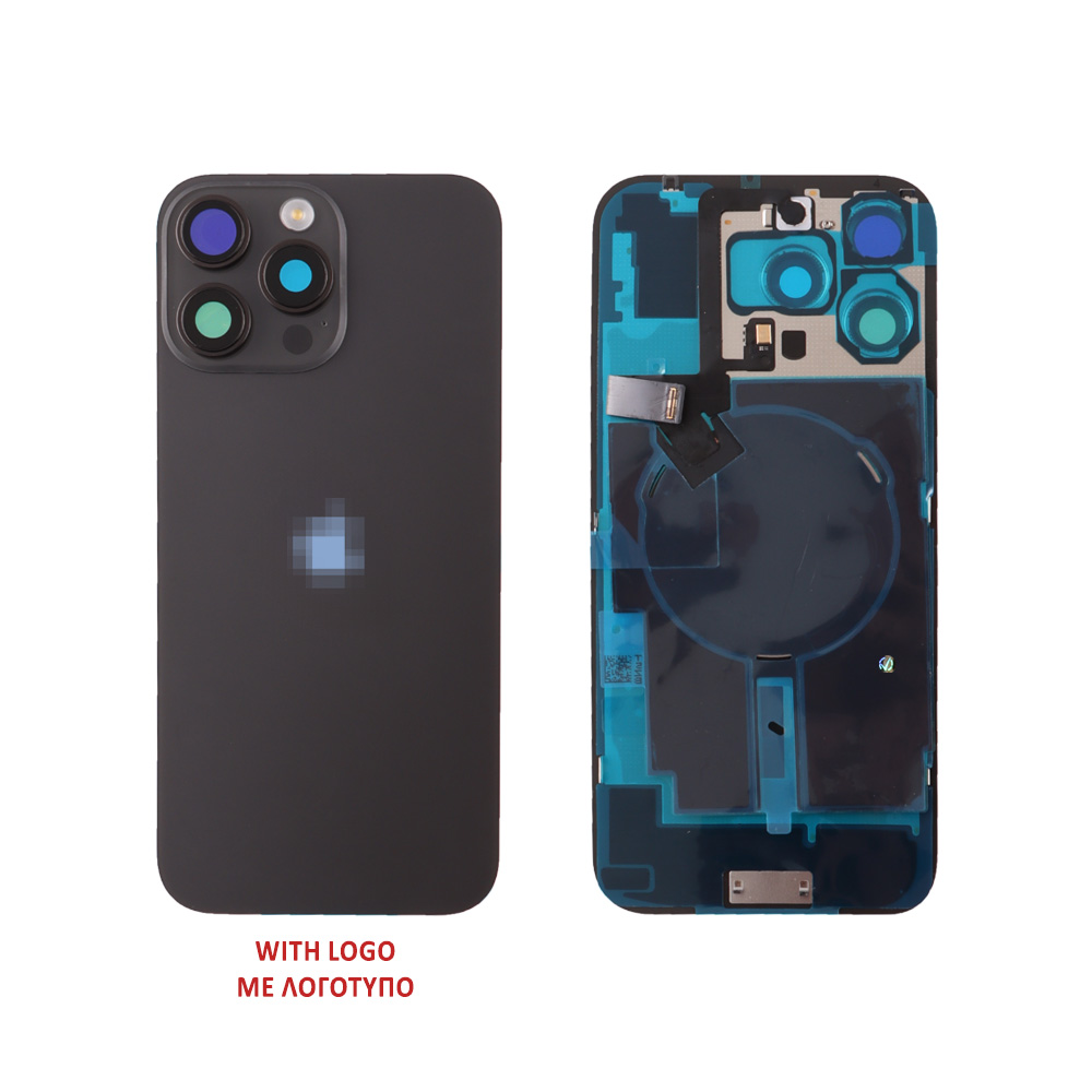 FOR IPHONE 16 PRO BATTERY COVER + CAMERA LENS + METAL PLATE + FLASHLIGHT + CHARGING FLEX + NFC TITANIUM BLACK