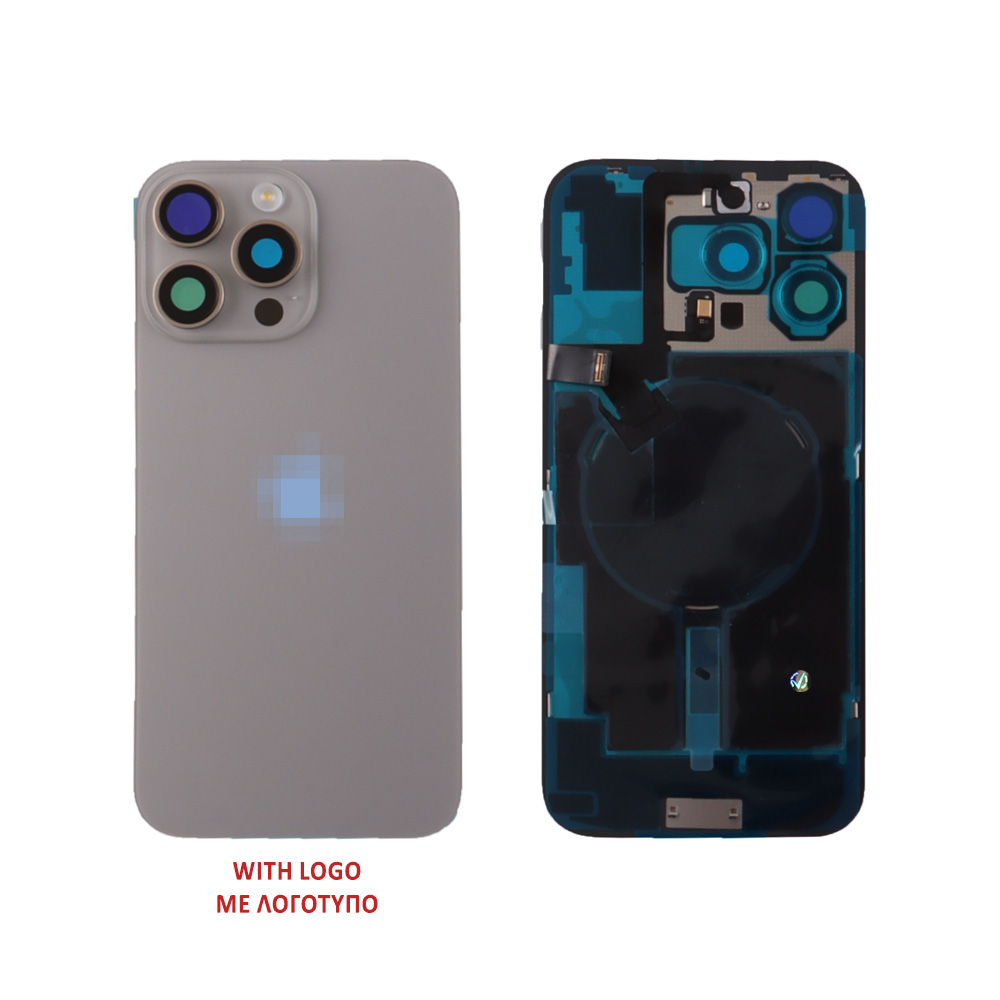 FOR IPHONE 16 PRO BATTERY COVER + CAMERA LENS + METAL PLATE + FLASHLIGHT + CHARGING FLEX + NFC TITANIUM NATURAL