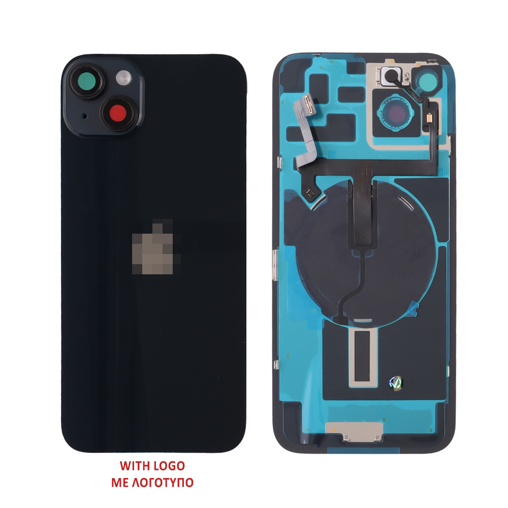 FOR IPHONE 14 PLUS BATTERY COVER + CAMERA LENS + METAL PLATE + FLASHLIGHT + CHARGING FLEX + NFC BLACK