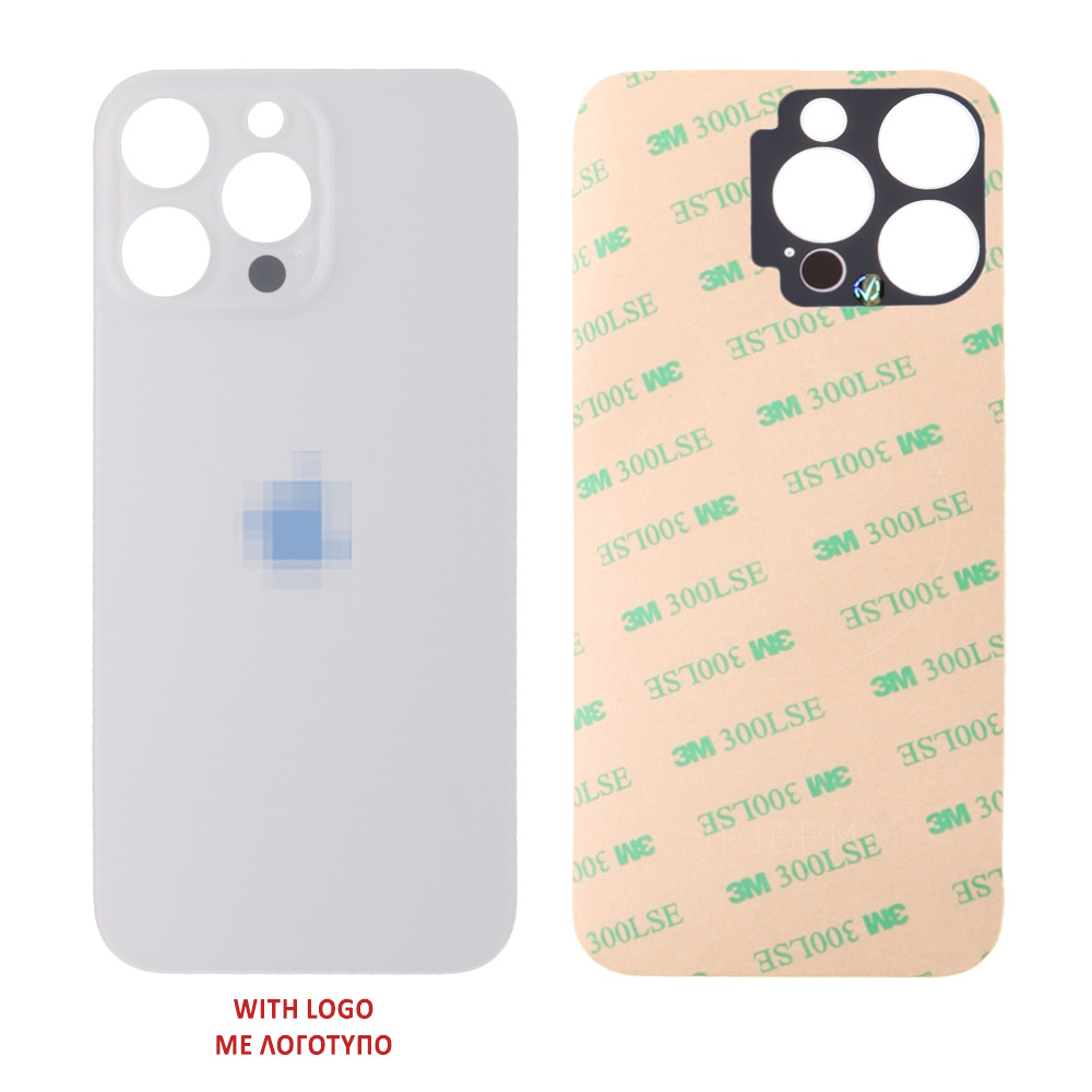 FOR IPHONE 16 PRO MAX BATTERY COVER + ΑΥΤΟΚΟΛΛΗΤΗ ΤΑΙΝΙΑ ΑΔΙΑΒΡΟΧΟΠΟΙΗΣΗΣ TITANIUM WHITE