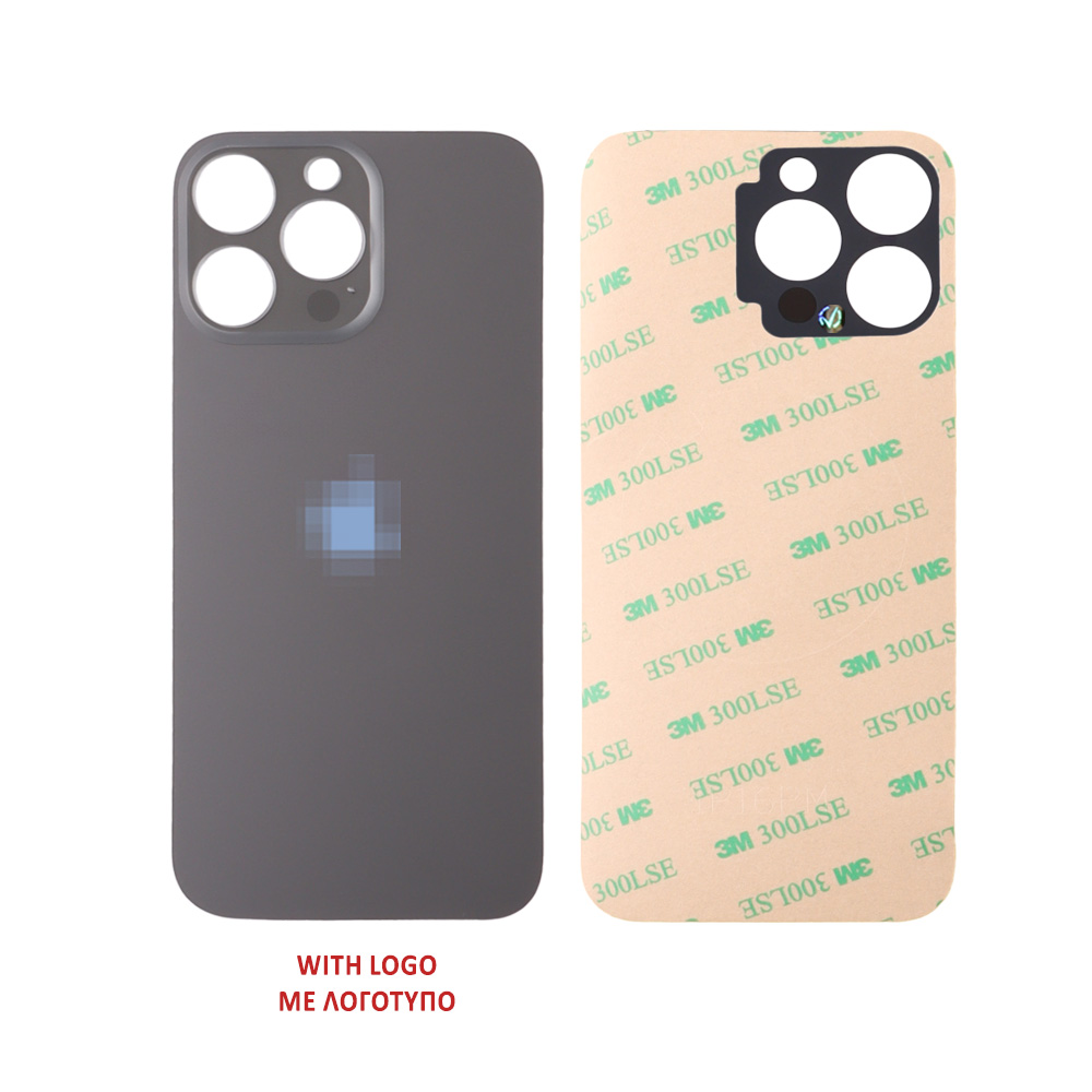 FOR IPHONE 16 PRO BATTERY COVER + ΑΥΤΟΚΟΛΛΗΤΗ ΤΑΙΝΙΑ ΑΔΙΑΒΡΟΧΟΠΟΙΗΣΗΣ TITANIUM BLACK