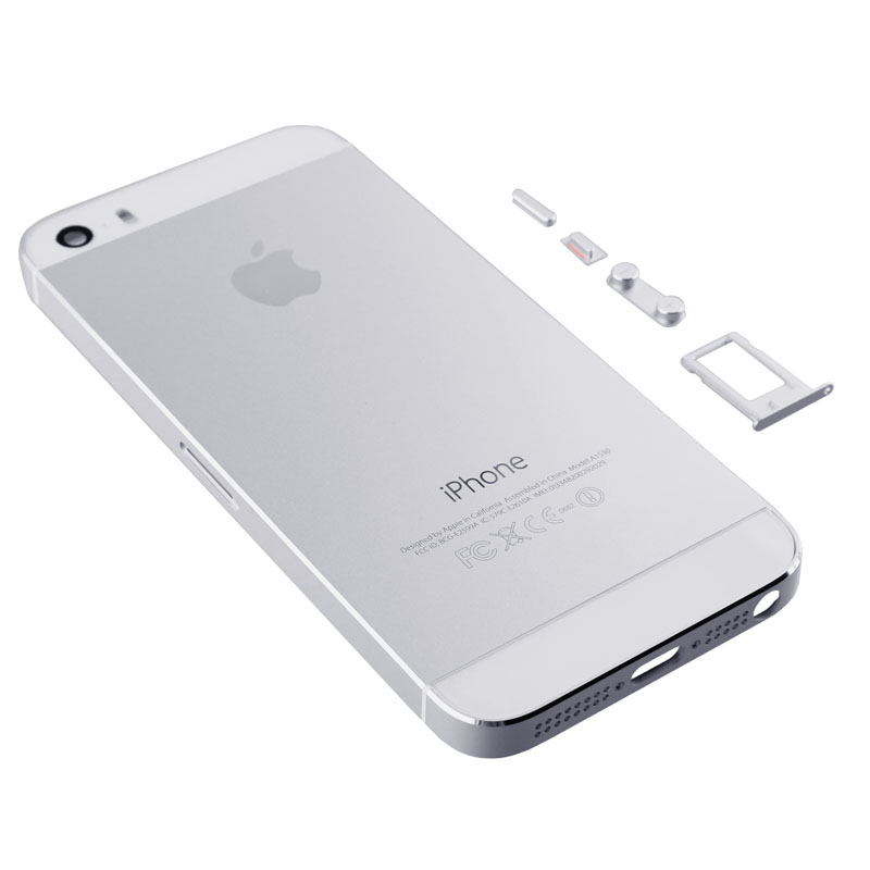 FOR IPHONE 5S BATTERY COVER WHITE + SIDE KEYS + SIM HOLDER 3P OR