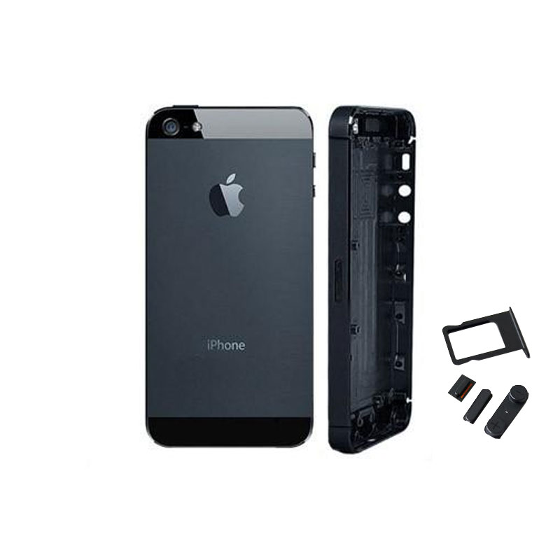 FOR IPHONE 5 BATTERY COVER BLACK + SIDE KEYS + SIM HOLDER