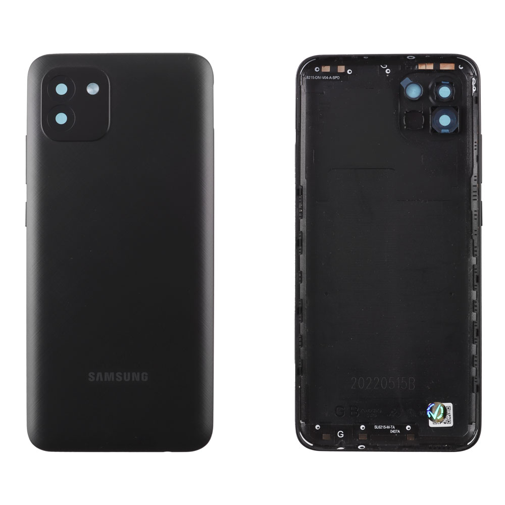 SAMSUNG A03 A035F BATTERY COVER + CAMERA LENS ΜΕ ΑΥΤΟΚΟΛΛΗΤΗ ΤΑΙΝΙΑ ΑΔΙΑΒΡΟΧΟΠΟΙΗΣΗΣ BLACK 3P OR