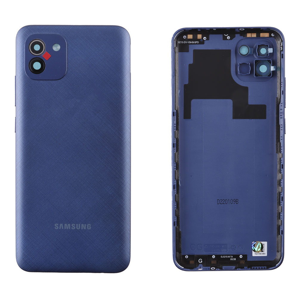 SAMSUNG A03 A035F BATTERY COVER + CAMERA LENS ΜΕ ΑΥΤΟΚΟΛΛΗΤΗ ΤΑΙΝΙΑ ΑΔΙΑΒΡΟΧΟΠΟΙΗΣΗΣ BLUE 3P OR