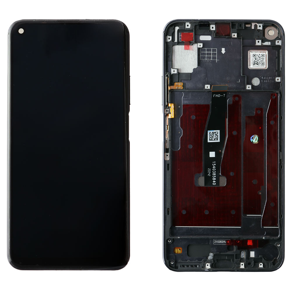 HONOR 20/HUAWEI NOVA 5T ΟΘΟΝΗ + TOUCH SCREEN + LENS + FRAME BLACK REF. OR