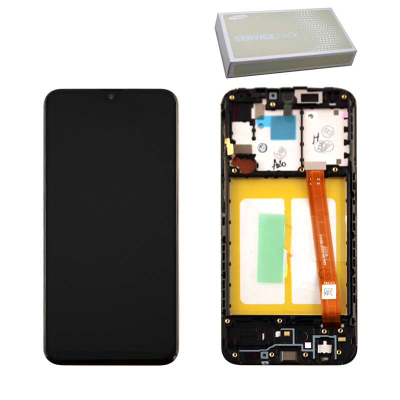 SAMSUNG A20e A202F ΟΘΟΝΗ+TOUCH SCREEN + LENS + FRAME GH82-20229A BLACK ORIGINAL SERVICE PACK