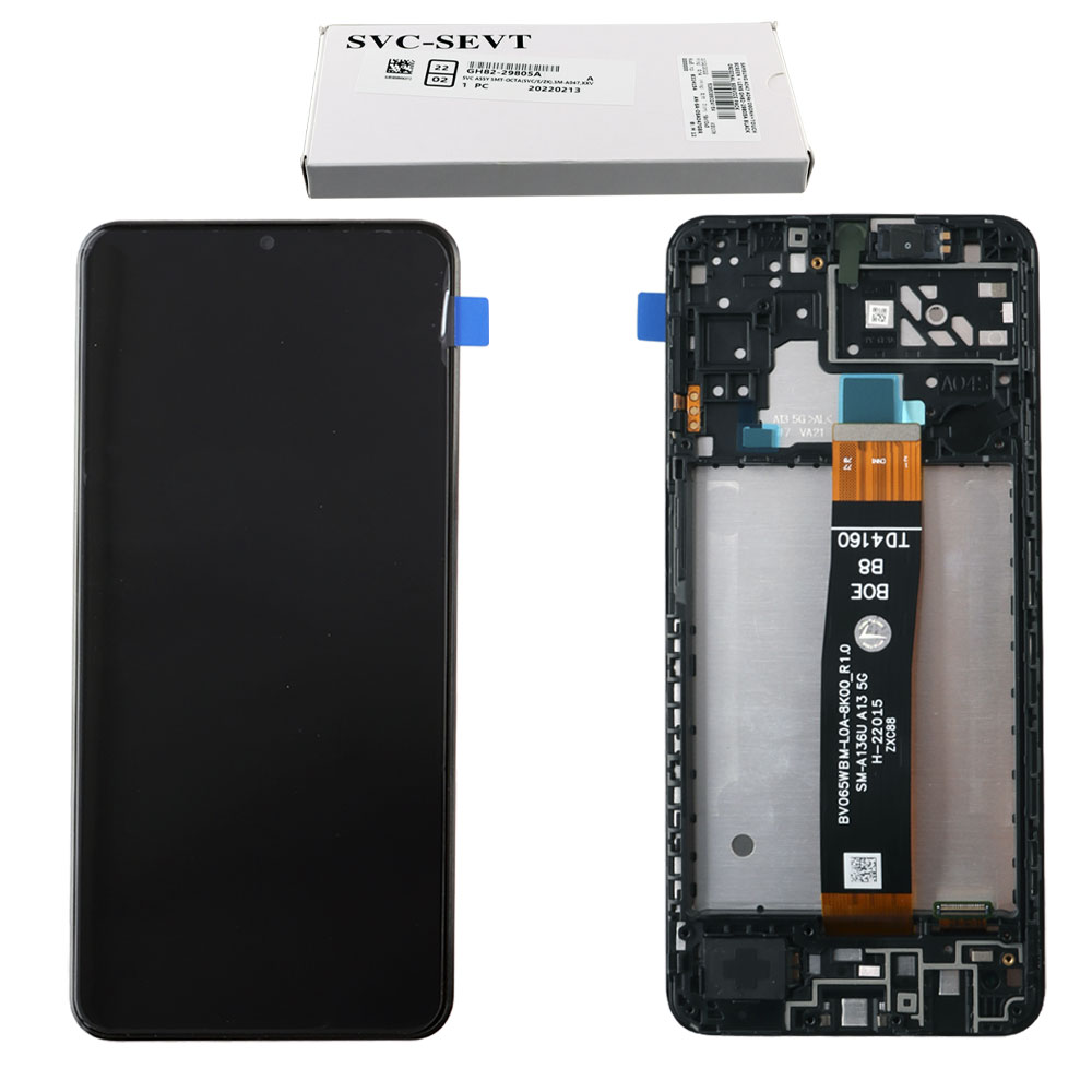 SAMSUNG A04s A047 ΟΘΟΝΗ PLS +TOUCH SCREEN + LENS + FRAME GH82-29805A/GH82-29806A BLACK ORIGINAL SERVICE PACK