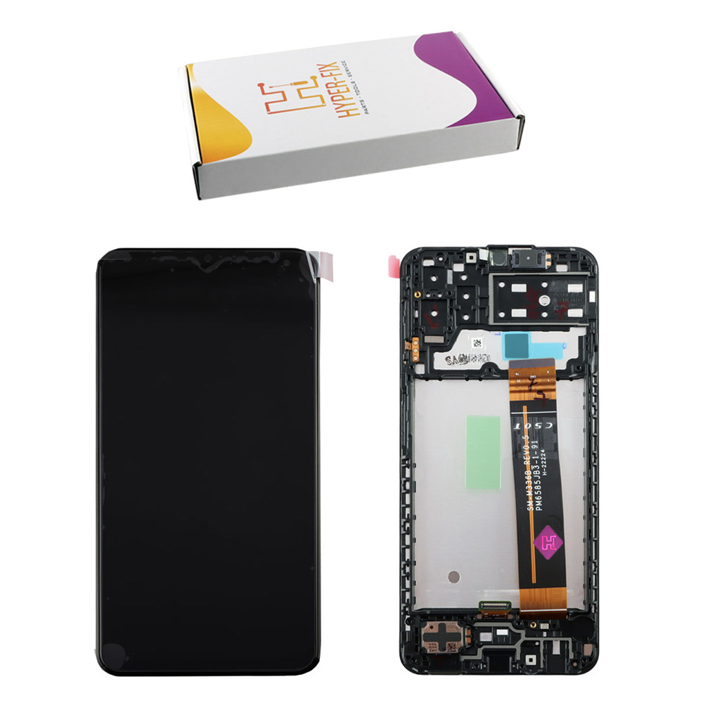 SAMSUNG A13 4G A137 ΟΘΟΝΗ PLS + TOUCH SCREEN + LENS + FRAME HF-GH82-29228A BLACK HYPER-FIX SERVICE PACK