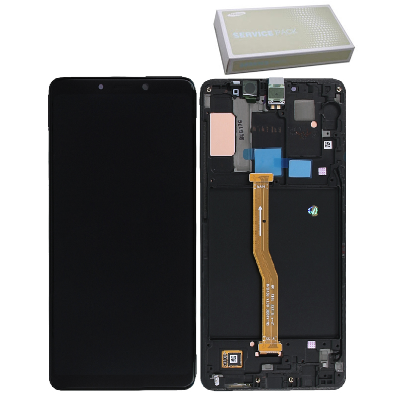 SAMSUNG A9 2018 A920 ΟΘΟΝΗ AMOLED +TOUCH SCREEN+LENS+ FRAME GH82-18322A BLACK ORIGINAL SERVICE PACK