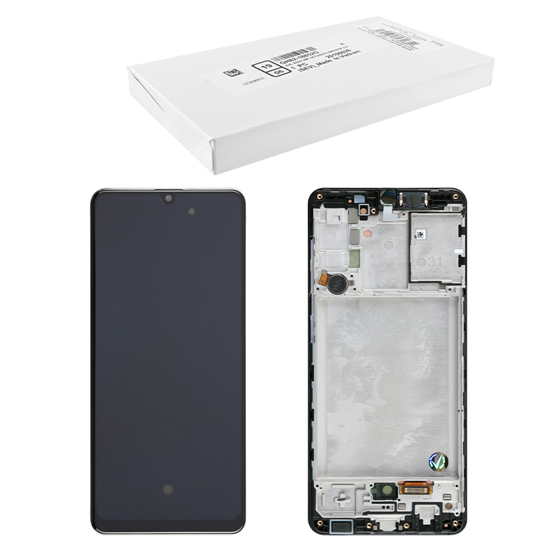 SAMSUNG A31 A315 ΟΘΟΝΗ AMOLED +TOUCH SCREEN + LENS + FRAME BLACK GH82-22905A ORIGINAL SERVICE PACK