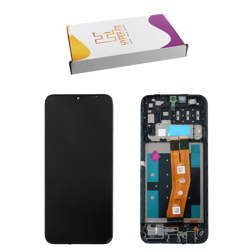 SAMSUNG A14 4G A145P/A145R ΟΘΟΝΗ PLS + TOUCH SCREEN + LENS + FRAME HF-GH81-23541A BLACK HYPER-FIX SERVICE PACK