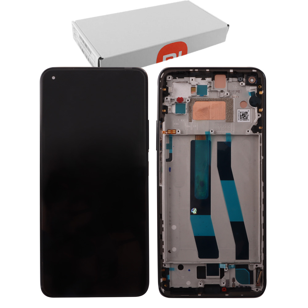 XIAOMI MI 11 LITE 5G/MI 11 LITE 4G/11 LITE 5G NE ΟΘΟΝΗ AMOLED+ TOUCH SCREEN + LENS + FRAME 5600030K9D00 BLACK ORIGINAL SERVICE P