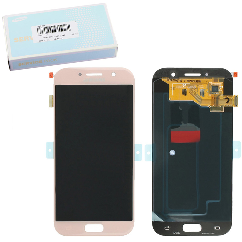 SAMSUNG A5 2017 A520 ΟΘΟΝΗ AMOLED +TOUCH SCREEN+LENS GH97-19733D PINK ORIGINAL SERVICE PACK