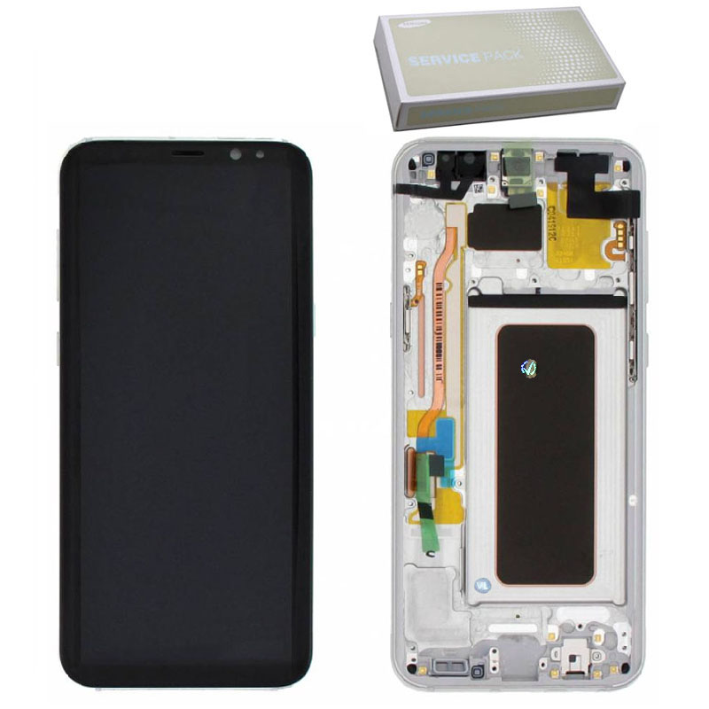 SAMSUNG S8+ G955F ΟΘΟΝΗ+TOUCH SCREEN+LENS+ FRAME GH97-20564B SILVER ORIGINAL SERVICE PACK
