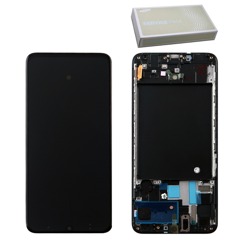 SAMSUNG A70 A705 ΟΘΟΝΗ AMOLED +TOUCH SCREEN + LENS + FRAME GH82-19787A BLACK ORIGINAL SERVICE PACK