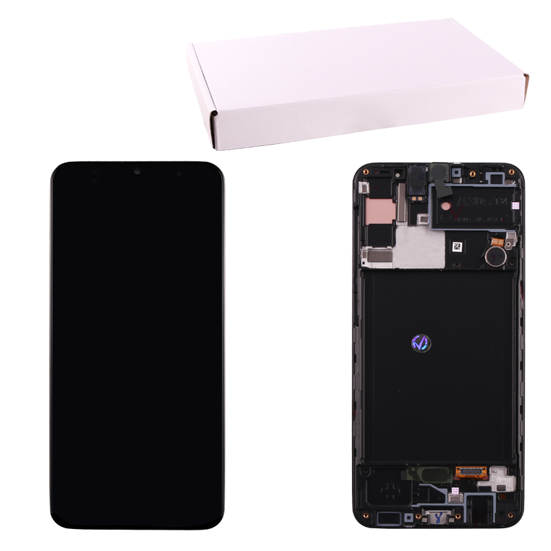 SAMSUNG A30S A307 ΟΘΟΝΗ AMOLED +TOUCH SCREEN + LENS + FRAME GH82-21190A BLACK ORIGINAL SERVICE PACK