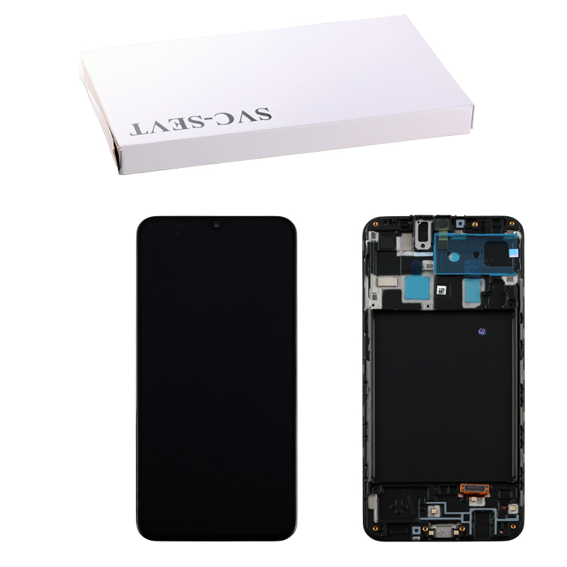 SAMSUNG A20 A205 ΟΘΟΝΗ AMOLED + TOUCH SCREEN + LENS + FRAME GH82-19572A BLACK ORIGINAL SERVICE PACK
